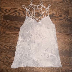 Grey acid wash strappy tank